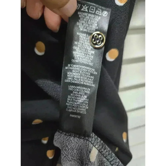 Adrienne Vittadini ruffle neck smocked sleeve top polka dots Size M NWT - Picture 5 of 5